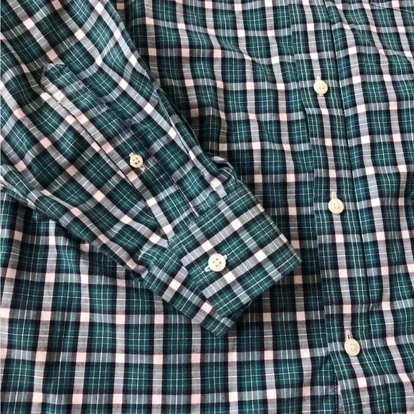 Croft & Barrow Men’s L Blue/Green and White Plaid Button Down Collared Shirt - Picture 3 of 9